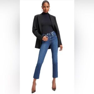 Good American Good Straight Split Pockets Women's Jeans Indigo032